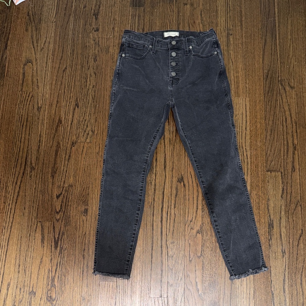 Madewell High-Rise Button-Fly Jeans — Charcoal Black